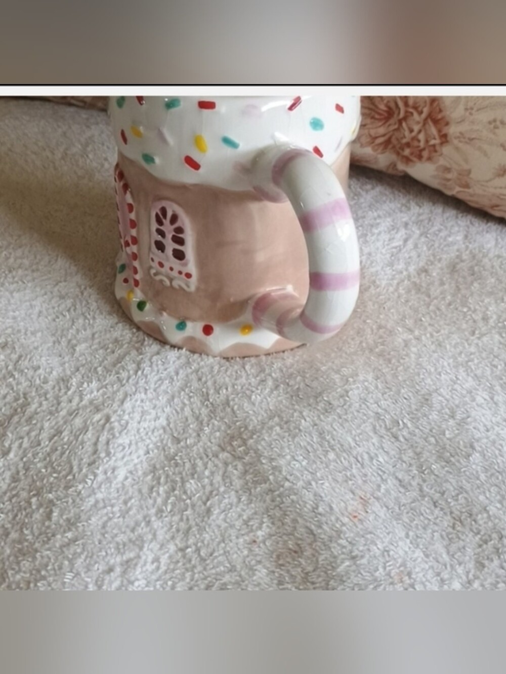 Gingerbread House Ceramic Mug - Pink & White - Picture 3 of 3